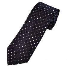 Burgundy, Navy Blue & White Squares Patterned Luxury Silk Men's Tie