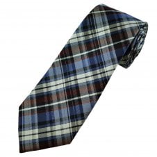 Burgundy, Navy, Silver & Light Blue Checked Luxury Silk Men's Tie