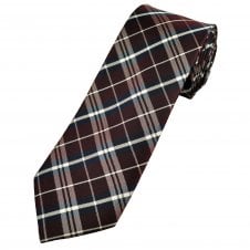 Burgundy, Navy & White Checked Men's Tie
