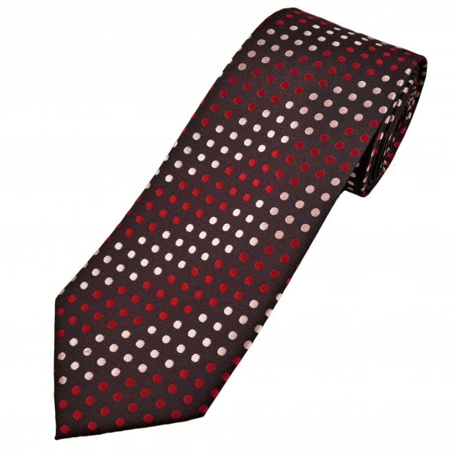 Burgundy, Red & Blush Pink Polka Dot Men's Extra Long Tie