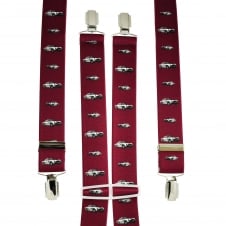 Burgundy Red Car Men's Trouser Braces
