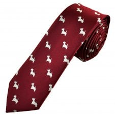 Burgundy Scottie Dog Men's Skinny Tie