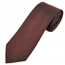 Burgundy & Silver Basket weave Pattern Men's Silk Tie