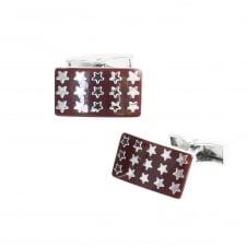 Burgundy & Silver Stars Cufflinks
