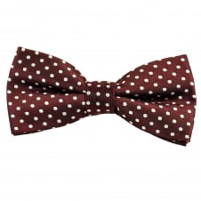 Burgundy & Silver White Polka Dot Boys Bow Tie