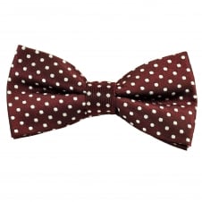 Burgundy & Silver White Polka Dot Men's Bow Tie