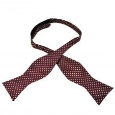 Burgundy & Silver White Polka Dot Men's Self Tie Bow Tie