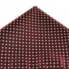Burgundy & Silver White Polka Dot Pocket Square Handkerchief