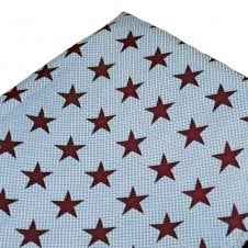 Burgundy Stars on Light Blue & Silver Textured Background Silk Pocket Square Handkerchief