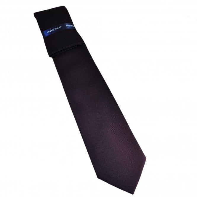 Burgundy Textured Men's Tie & Pocket Square Set by Lupi Romani
