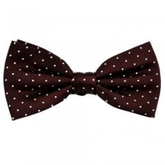 Burgundy & White Polka Dot Silk Bow Tie