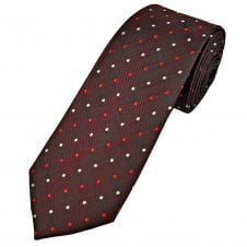Burgundy, White & Red Polka Dot Men's Extra Long Tie