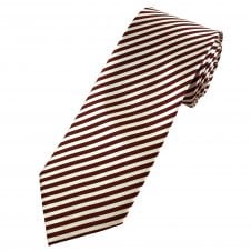 Burgundy & White Stripe Luxury Silk Men's Tie