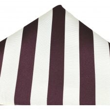 Burgundy & White Striped Silk Pocket Square Handkerchief - Ties Planet Gold Label
