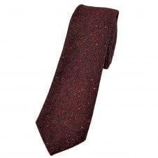 Burgundy with Salmon Pink Fleck Wool Blend Men's Tie by Lupi Romani