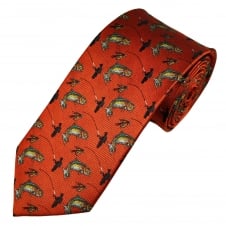 Burnt Orange Fly Fishing Luxury Silk Country Tie