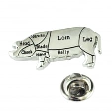 Butcher's Cuts of Pork Pig Lapel Pin Badge