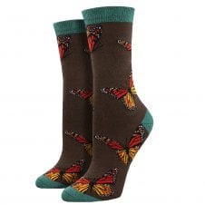 Butterfly Brown Luxury Bamboo Ladies Socks