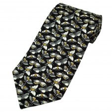Butterfly Design Black Silk Men's Novelty Tie