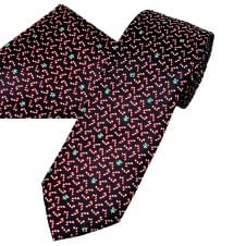 Candy Canes & Christmas Presents Navy Blue Novelty Men's Tie & Pocket Square Set