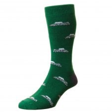 Cars Green Cotton Rich Men's Novelty Socks