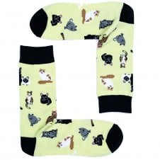 Cats Green Combed Cotton Rich Socks