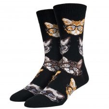 Cats in Glasses Black Luxury Men's Socks