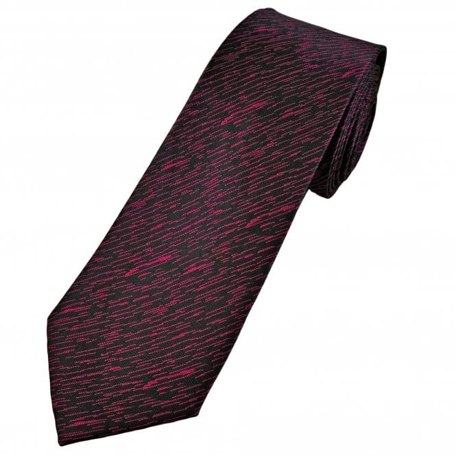 Cerise Pink & Black Abstract Pattern Men's Extra Long Tie