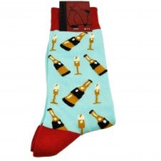 Champagne Bottles & Glasses Light Blue Men's Novelty Socks