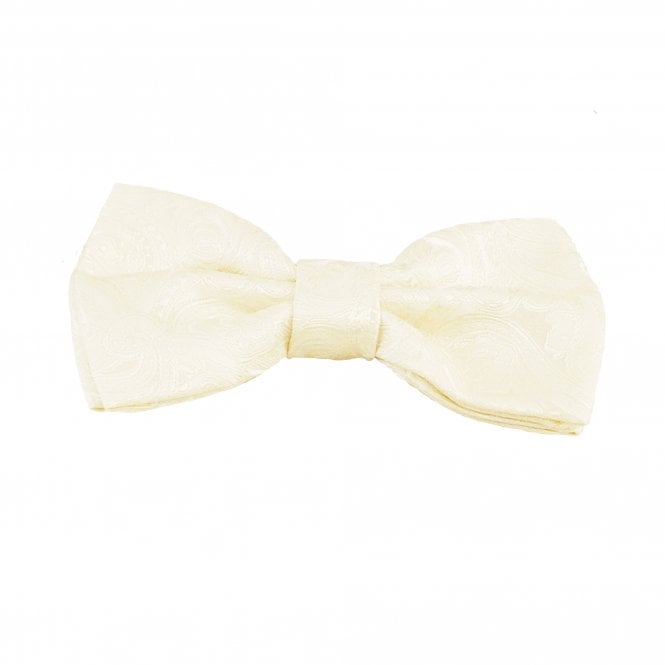 Champagne Ivory Paisley Pattern Boys Bow Tie
