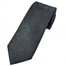 Charcoal Grey & Black Paisley Pattern Men's Tie