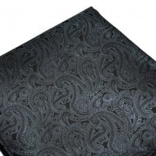 Charcoal Grey & Black Paisley Pattern Pocket Square Handkerchief