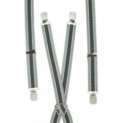 Charcoal, Grey & Silver Vertical Striped Skinny Trouser Braces