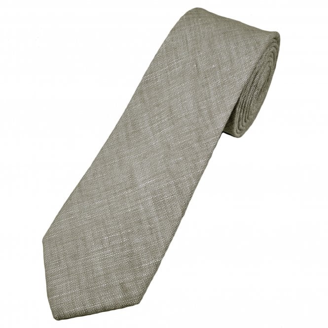 Charcoal Grey & White Linen & Cotton Blend Men's Tie