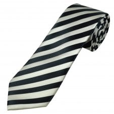 Charcoal Grey & White Striped Men's Tie