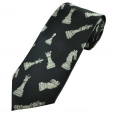 Chess Playing Pieces Grey Men's Luxury Novelty Tie