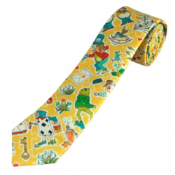 Children's Story Time Themed Yellow Boys Tie - Made with Liberty Fabric