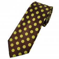 Chocolate Brown & Chartreuse Polka Dot Men's Tie