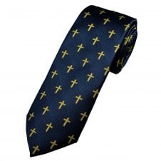 Christian Cross Navy Blue Men's Tie