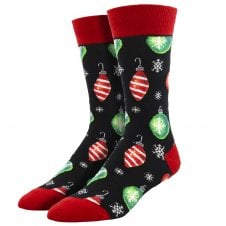 Christmas Baubles Black Luxury Men's Socks