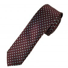 Claret & Blue Polka Dot Boys Skinny Tie