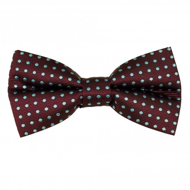 Claret & Blue Polka Dot Men's Bow Tie