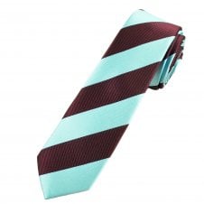 Claret & Blue Repp Striped Boys Childrens Skinny Tie