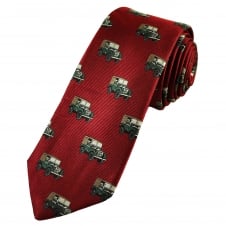 Classic Landrover 4x4 Car Wine Red Silk Men's Novelty Tie