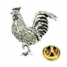 Cockerel Rooster Chicken English Pewter Lapel Pin Badge