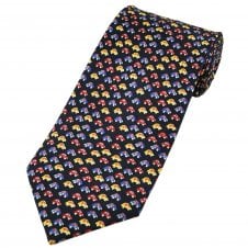Colourful Beetle Cars Navy Blue Silk Men's Novelty Tie