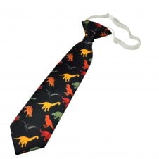 Colourful Dinosaurs Navy Blue Boys Skinny Tie On Elastic - 6 Months to 4 Years