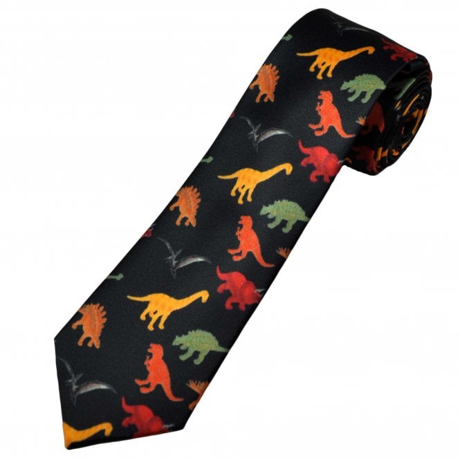 Colourful Dinosaurs Navy Blue Boys Skinny Tie