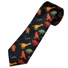 Colourful Dinosaurs Navy Blue Boys Skinny Tie