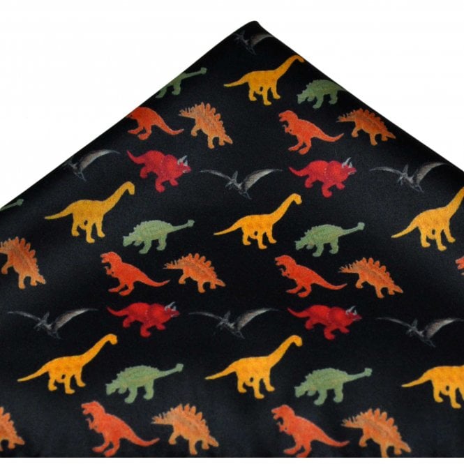 Colourful Dinosaurs Navy Blue Pocket Square Handkerchief